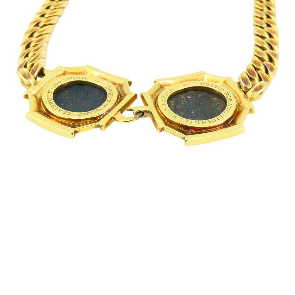 Vintage Bvlgari 18k Gold Monete Double Ancient Coin Necklace For Sale 5