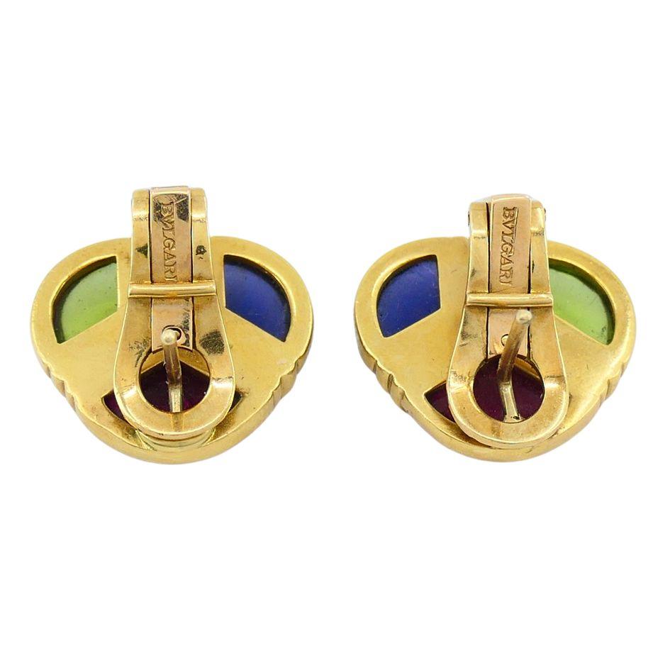 Vintage Bvlgari 18k Gold Saphir Peridot Iolith Edelstein Ohrringe im Angebot 2