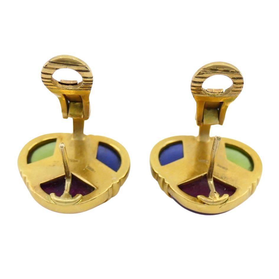 Vintage Bvlgari 18k Gold Saphir Peridot Iolith Edelstein Ohrringe im Angebot 3