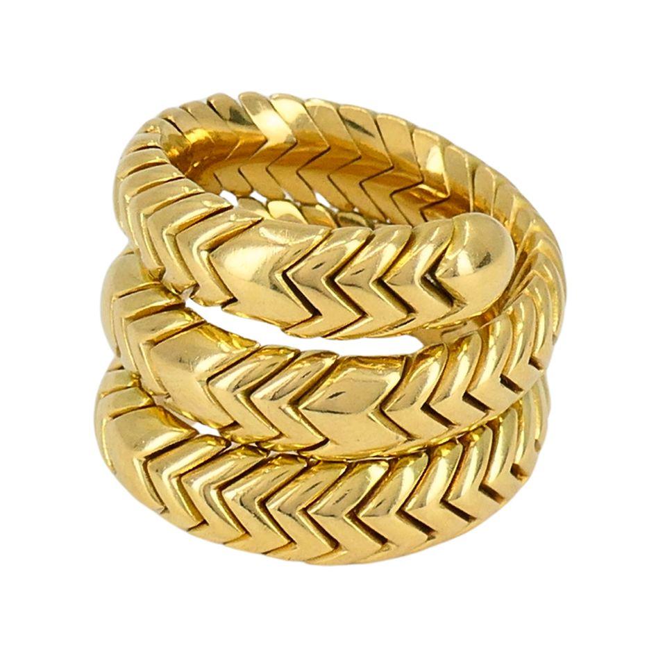 Vintage Bvlgari 18k Gold Spiga Triple Coil Ring Bon état à Beverly Hills, CA