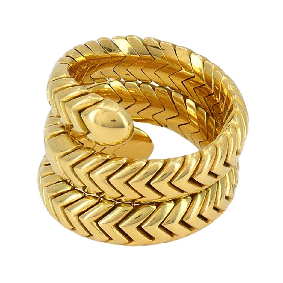 Vintage Bvlgari 18k Gold Spiga Triple Coil Ring Unisexe 
