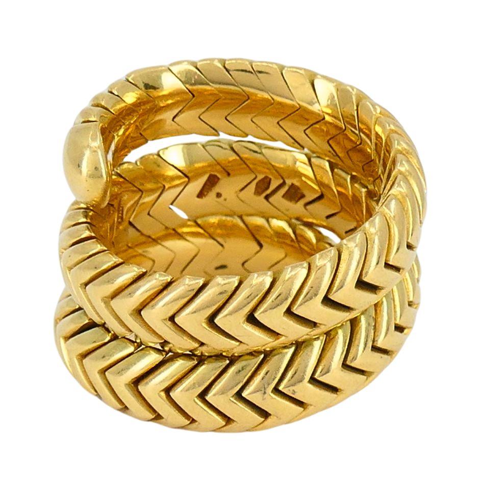 Vintage Bvlgari 18k Gold Spiga Triple Coil Ring 1