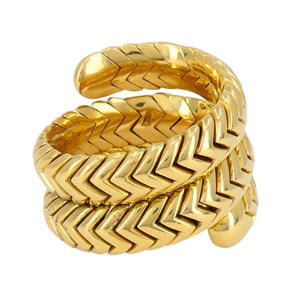 Vintage Bvlgari 18k Gold Spiga Triple Coil Ring 2