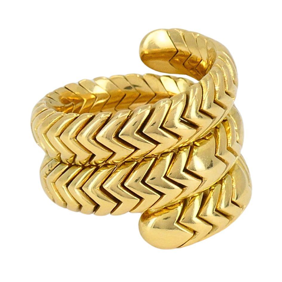 Vintage Bvlgari 18k Gold Spiga Triple Coil Ring 3