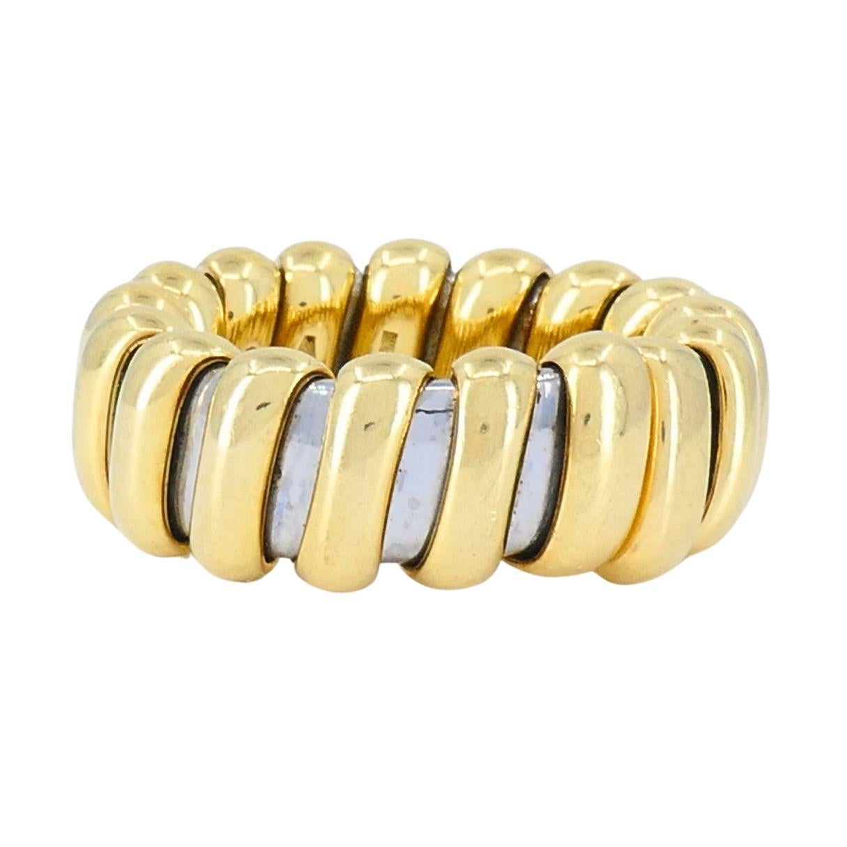 Anello vintage Bvlgari in oro 18k e acciaio inossidabile in vendita 6