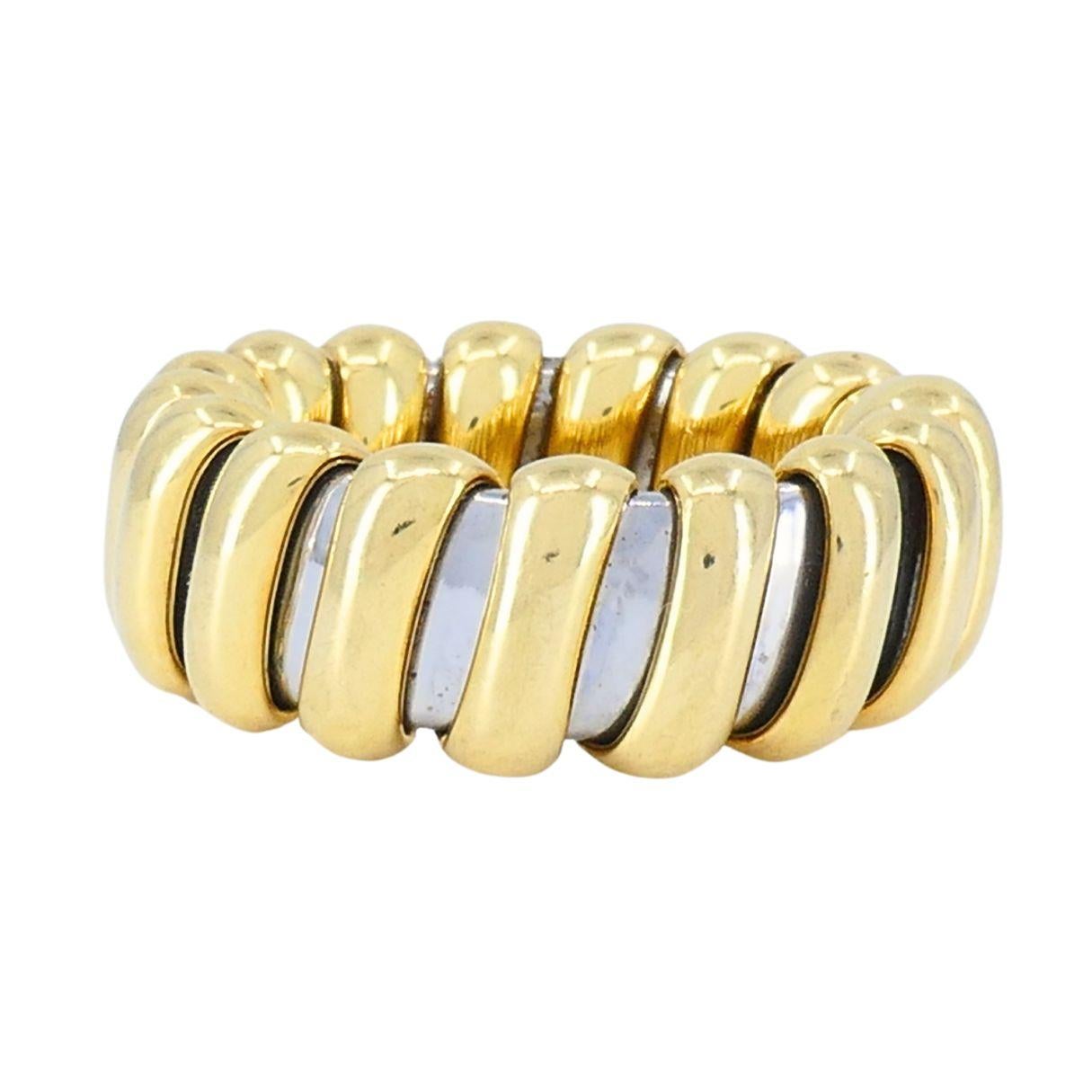 Anello vintage Bvlgari in oro 18k e acciaio inossidabile in vendita 7