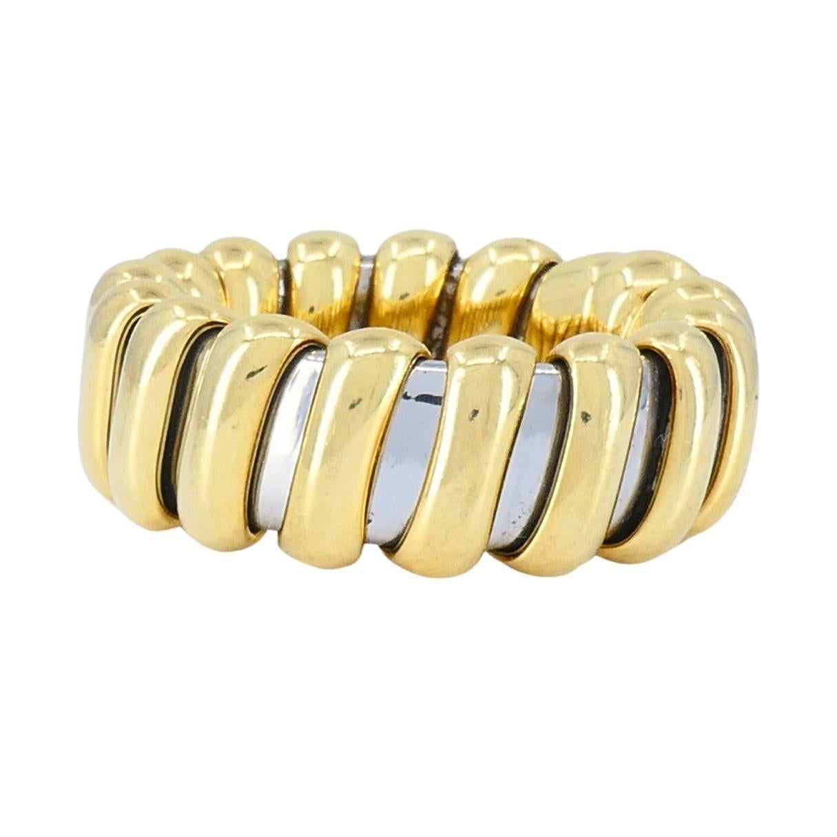 Anello vintage Bvlgari in oro 18k e acciaio inossidabile in vendita 8
