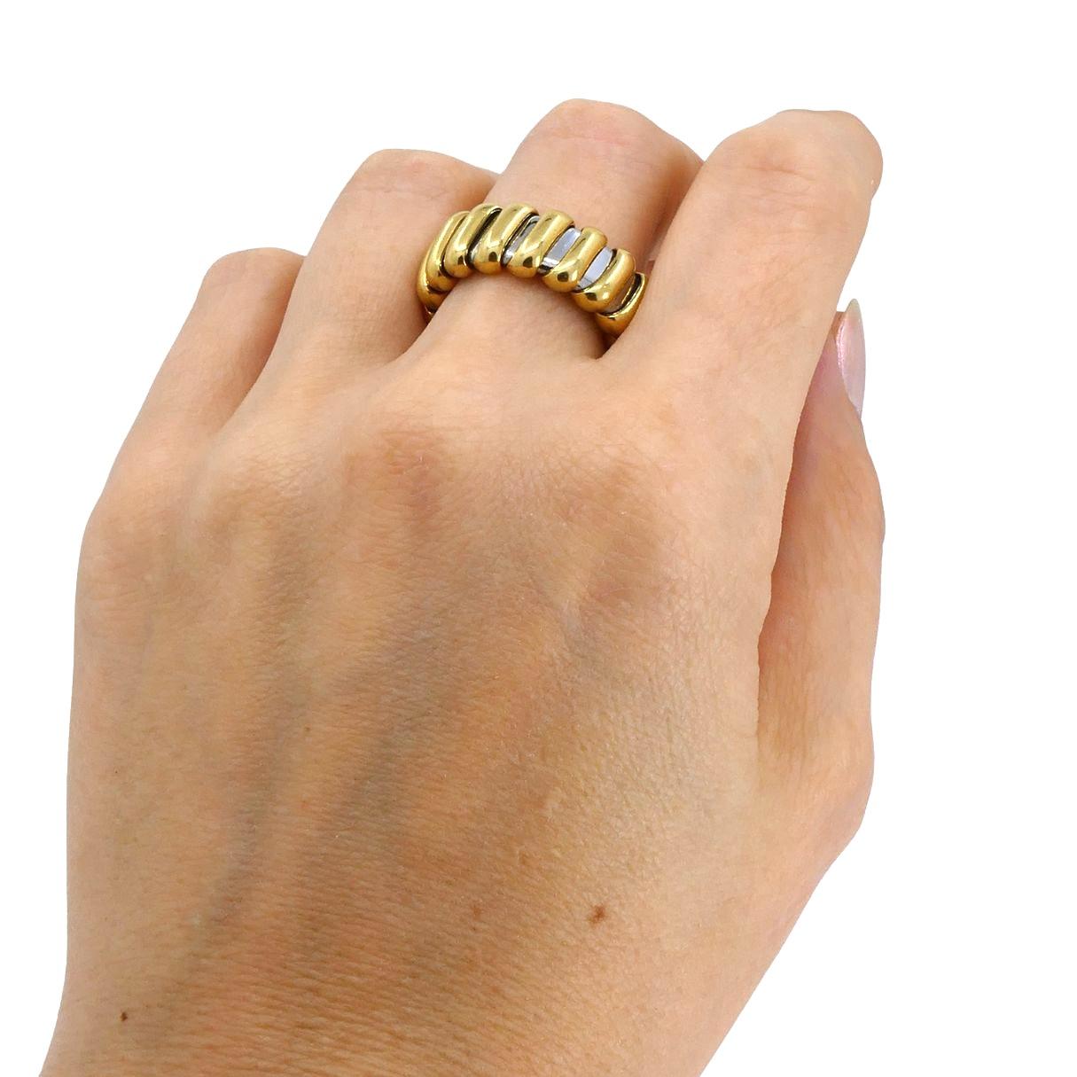 da uomo o donna Anello vintage Bvlgari in oro 18k e acciaio inossidabile in vendita