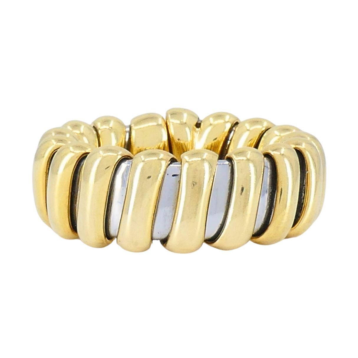 Anello vintage Bvlgari in oro 18k e acciaio inossidabile in vendita 1