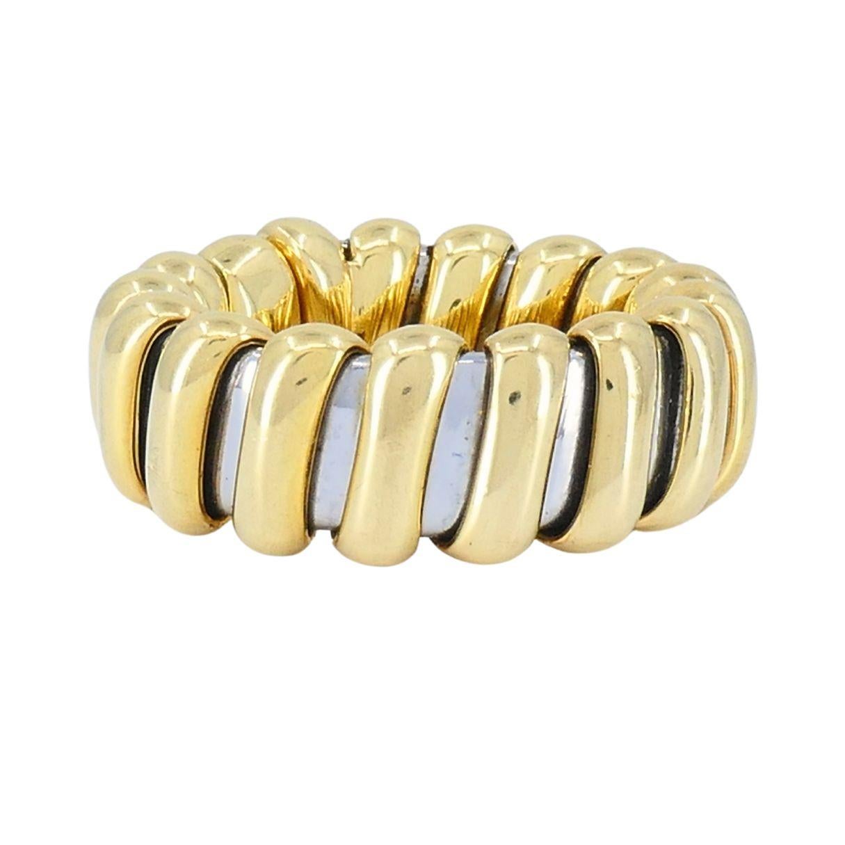 Anello vintage Bvlgari in oro 18k e acciaio inossidabile in vendita 2