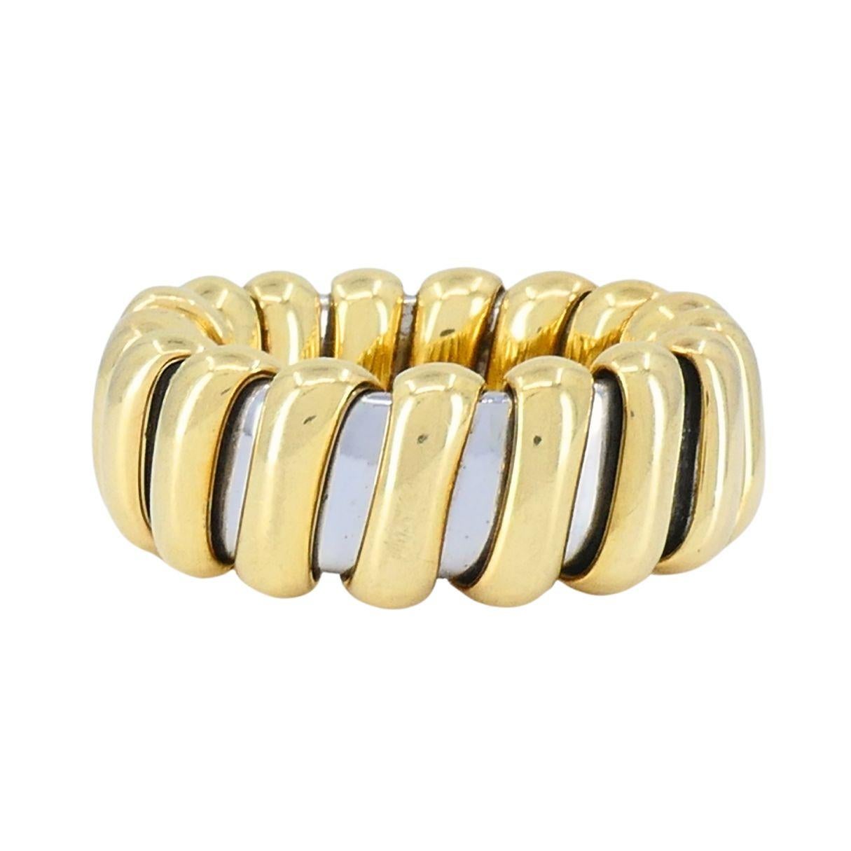 Anello vintage Bvlgari in oro 18k e acciaio inossidabile in vendita 3