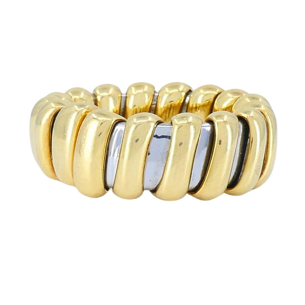 Anello vintage Bvlgari in oro 18k e acciaio inossidabile in vendita 4