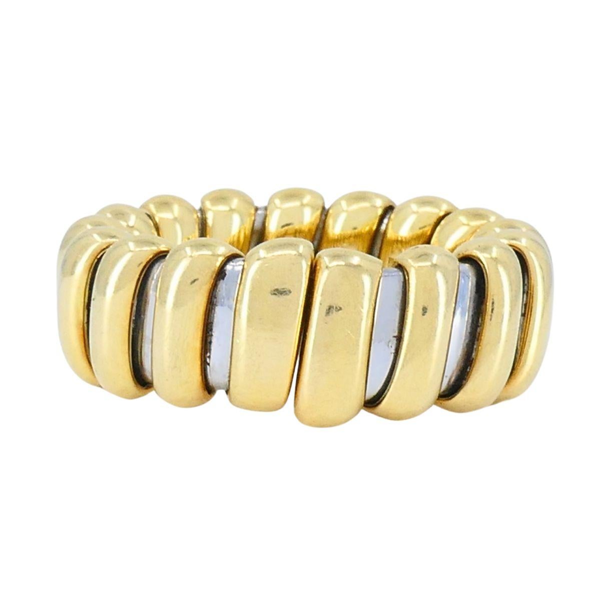 Anello vintage Bvlgari in oro 18k e acciaio inossidabile in vendita 5