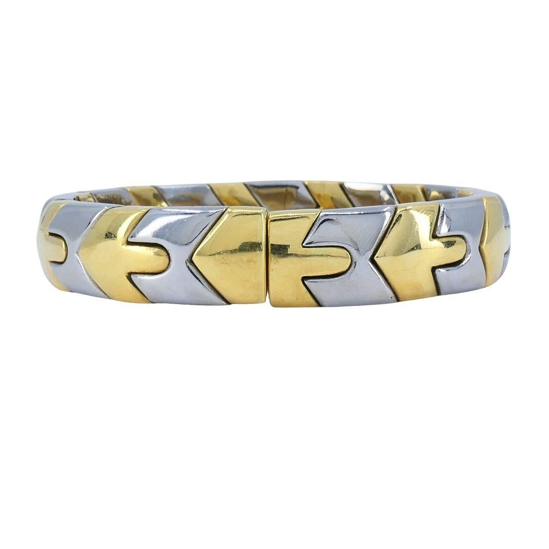 Bracciale Alveare d'epoca Bvlgari in oro e acciaio 18k in vendita 1