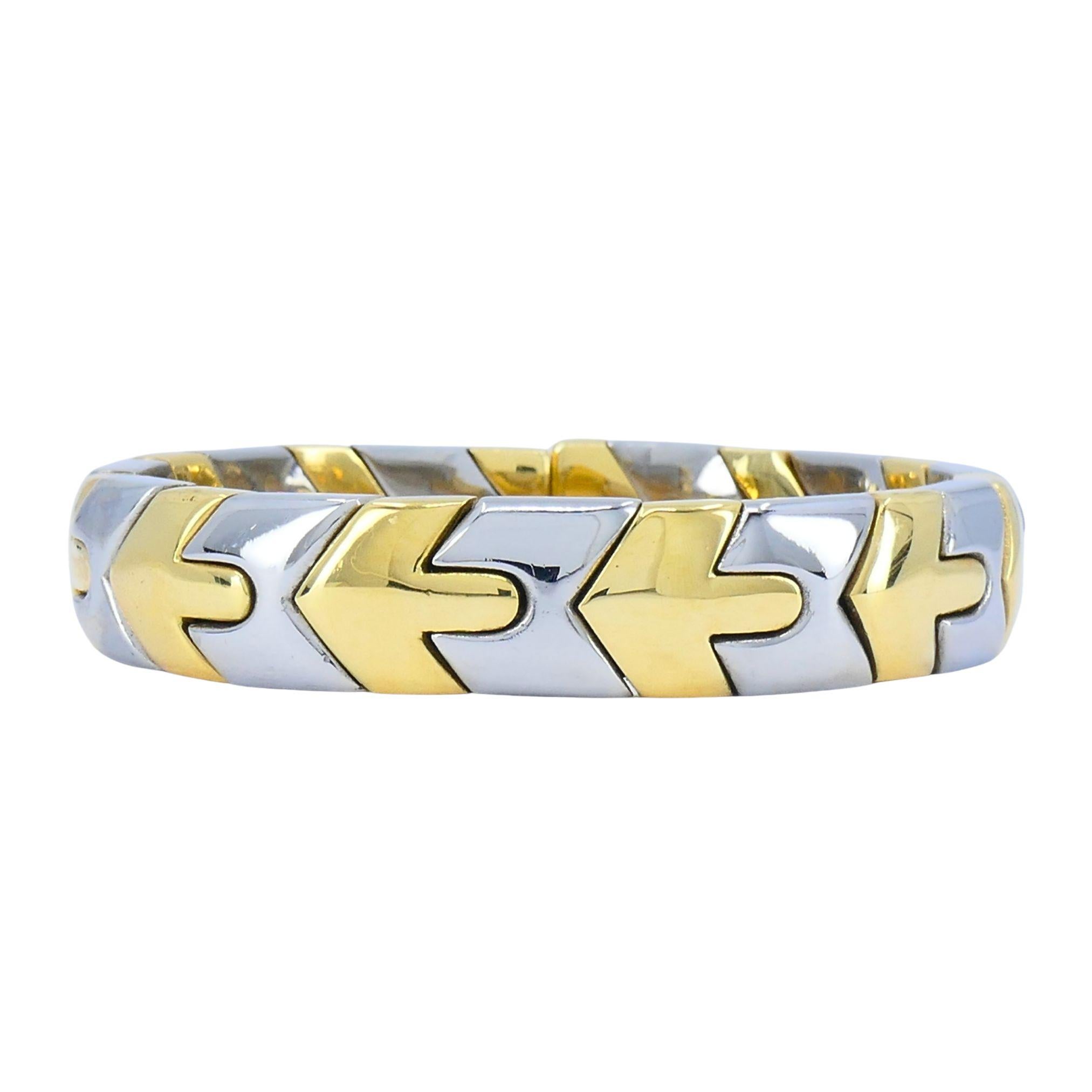 Vintage Bvlgari 18k Gold Stahl Alveare Manschettenknopf Armband