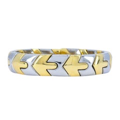 Vintage Bvlgari 18k Gold Steel Alveare Cuff Bracelet