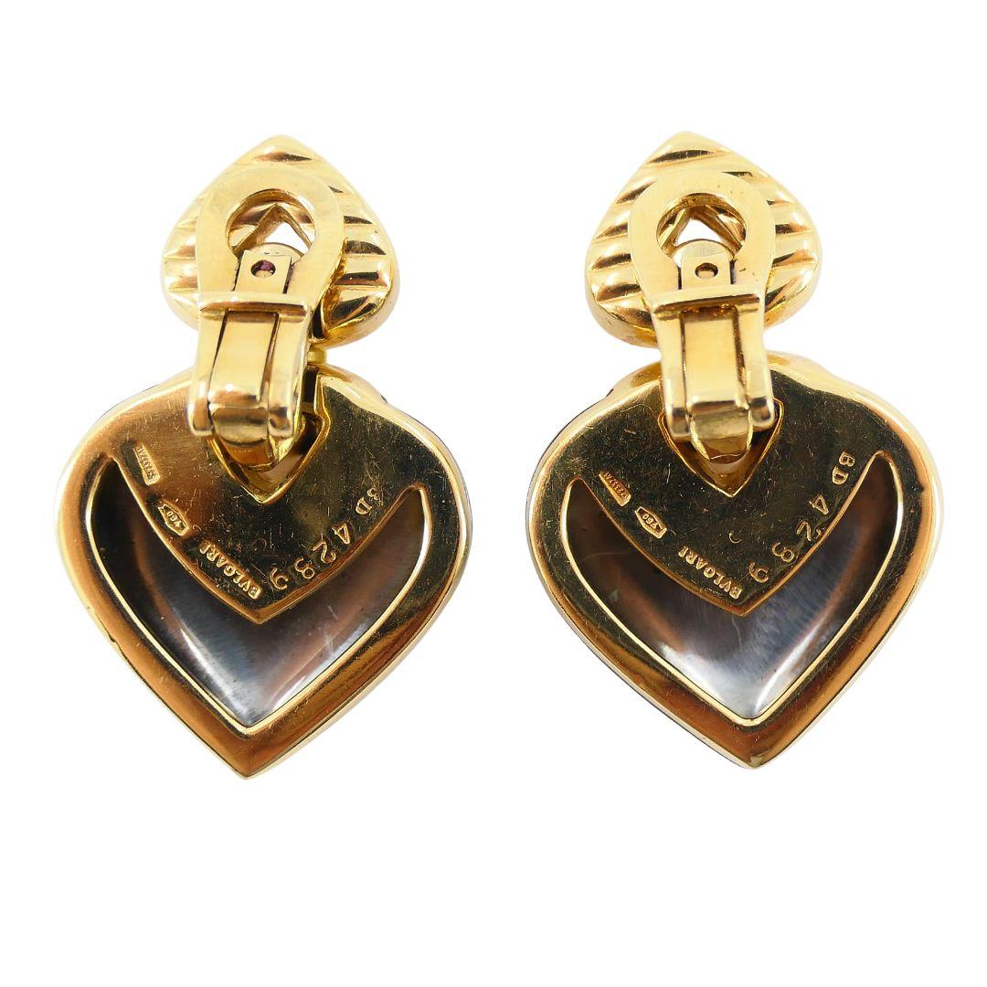 Orecchini Cuore Doppio Cuore Bvlgari d'epoca in oro e acciaio 18k in vendita 6