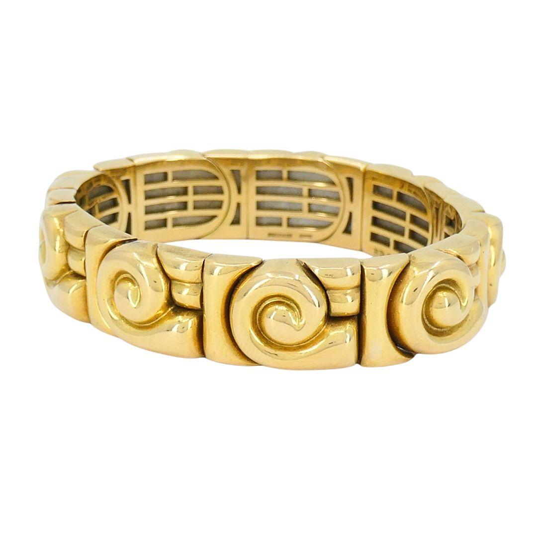 Donna Vintage Bvlgari Bracciale a spirale in acciaio e oro 18k in vendita