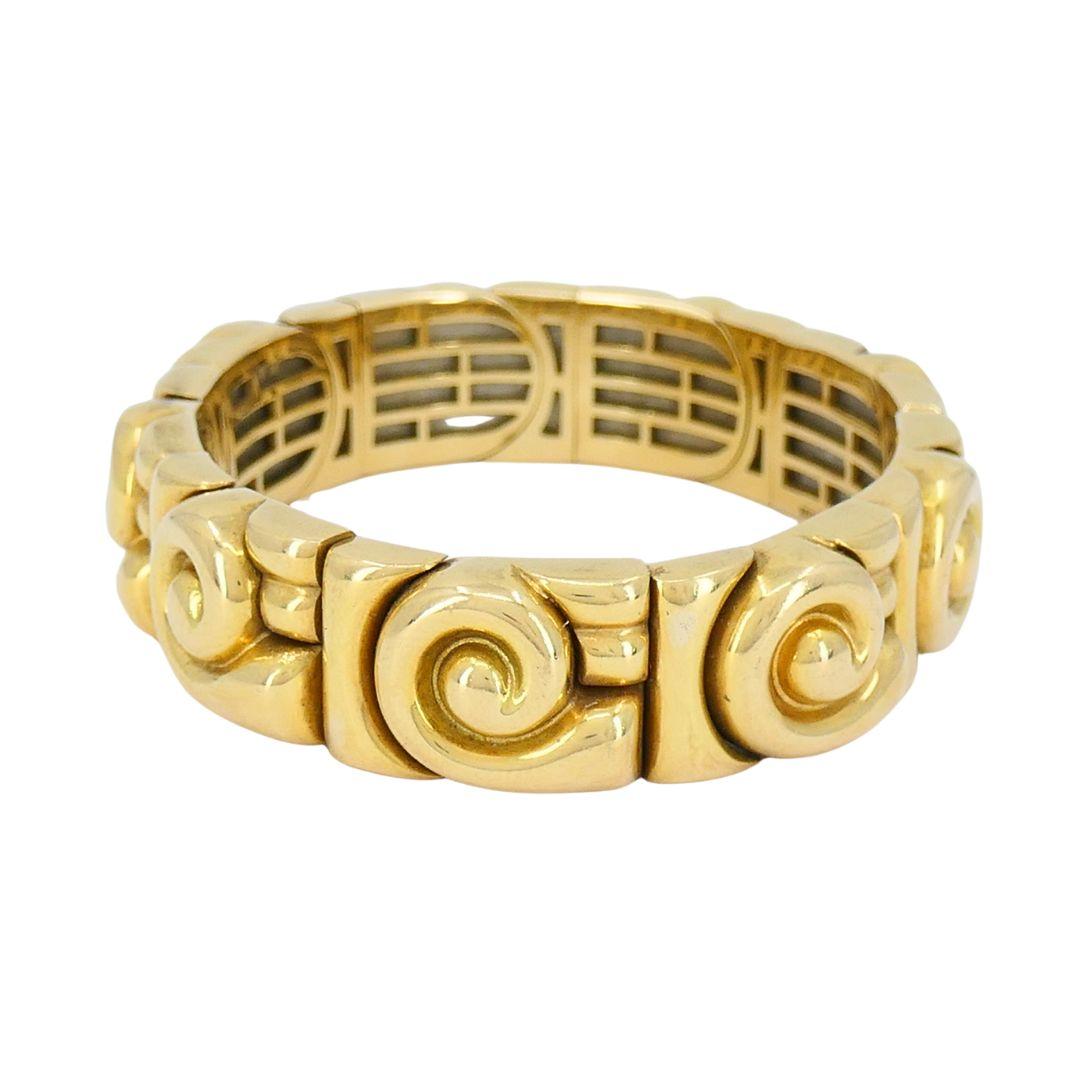 Vintage Bvlgari Bracciale a spirale in acciaio e oro 18k in vendita 1