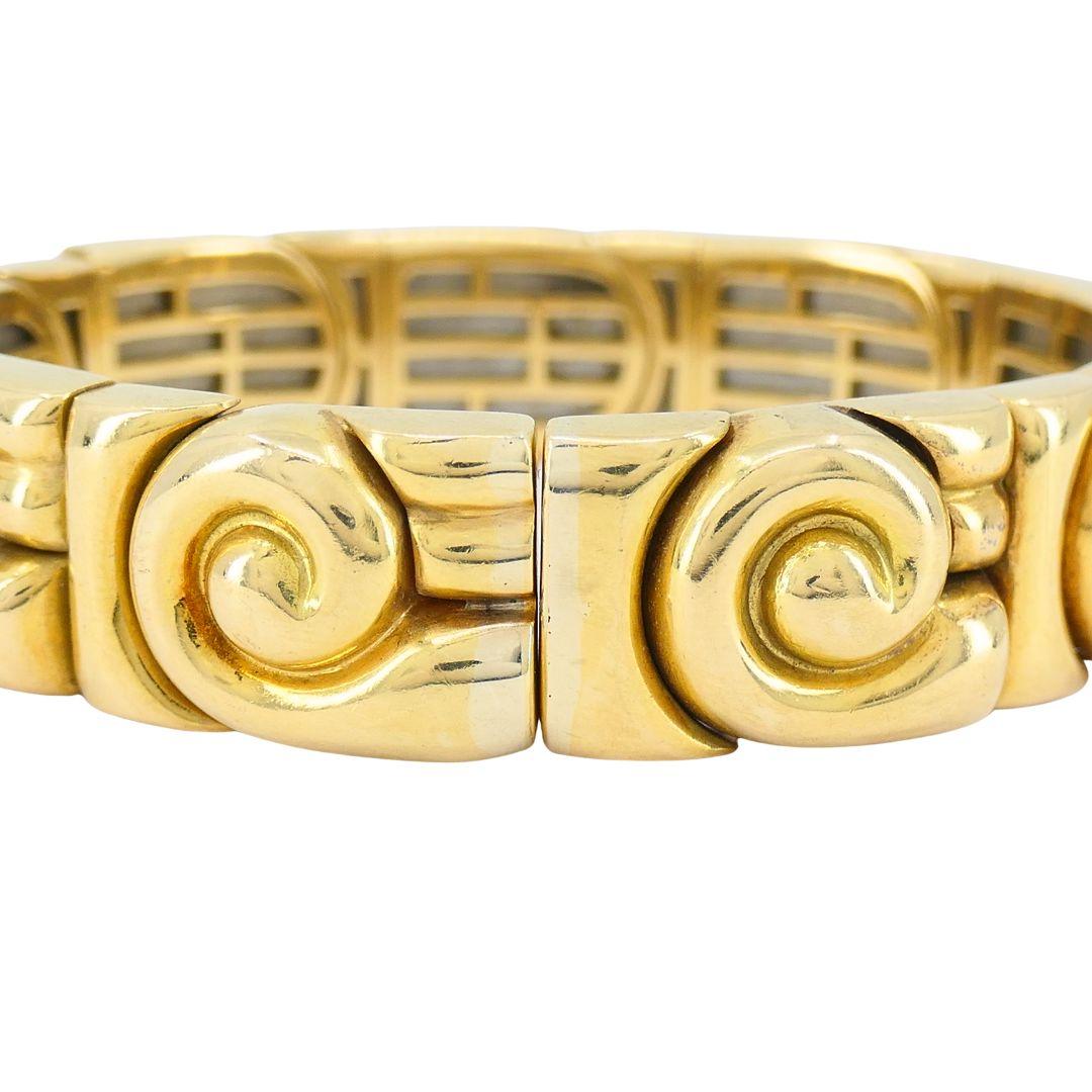 Vintage Bvlgari Bracciale a spirale in acciaio e oro 18k in vendita 3
