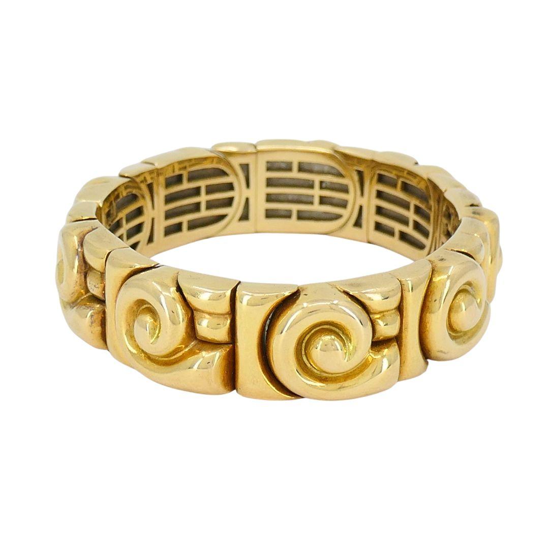 Vintage Bvlgari Bracciale a spirale in acciaio e oro 18k in vendita 4