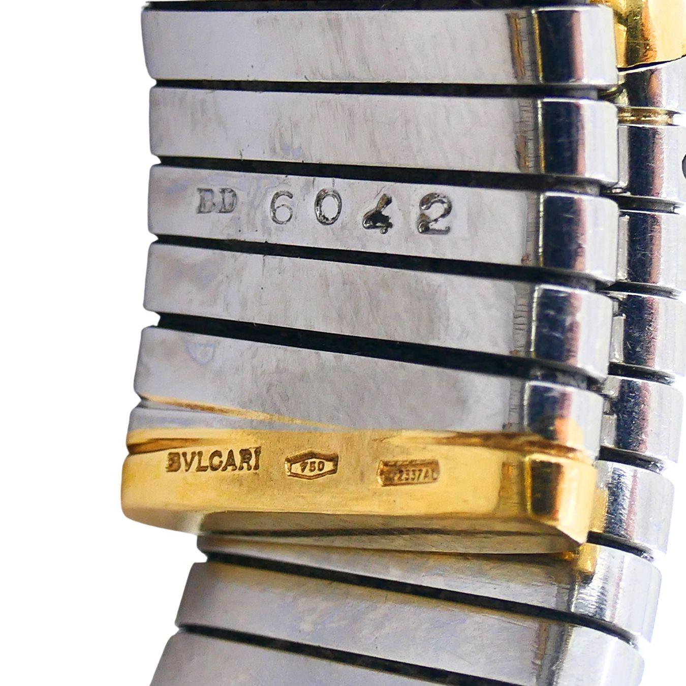 Vintage Bvlgari Bracciale Tubogas Parentesi in acciaio e oro 18k 6