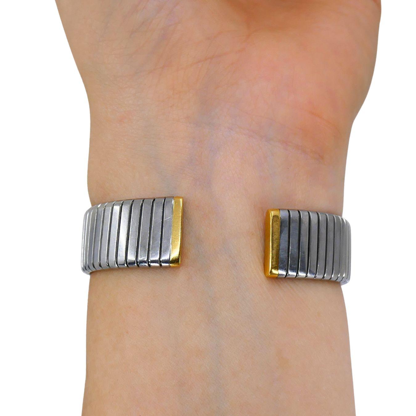 Vintage Bvlgari Bracciale Tubogas Parentesi in acciaio e oro 18k In condizioni discrete a Beverly Hills, CA