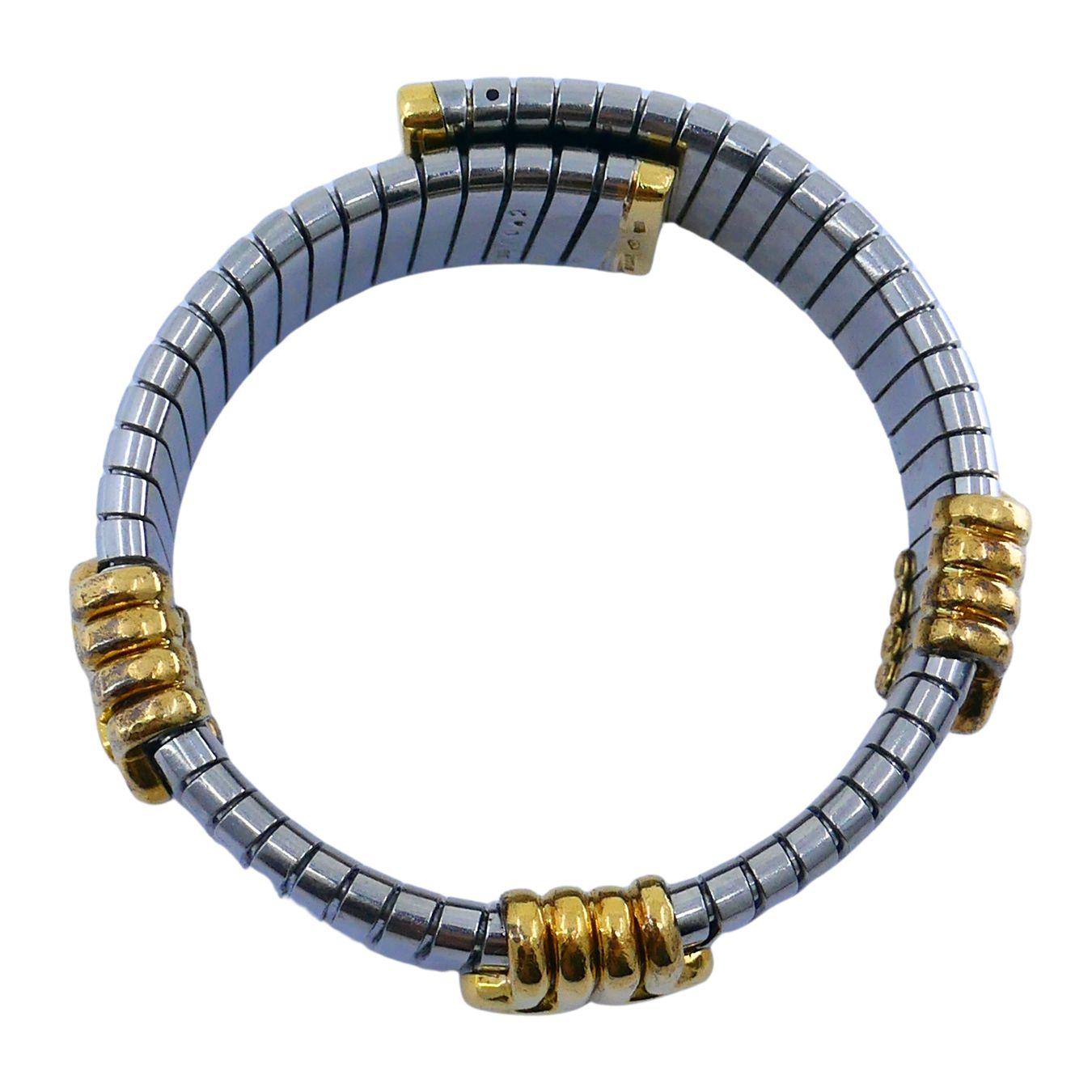 Vintage Bvlgari Bracciale Tubogas Parentesi in acciaio e oro 18k 4