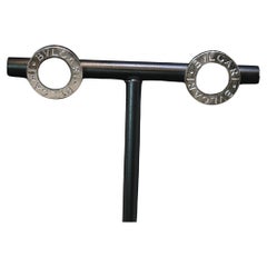 Vintage Bvlgari 18K White Gold Black Onyx Stud Earrings Italy 12.9mm 6g