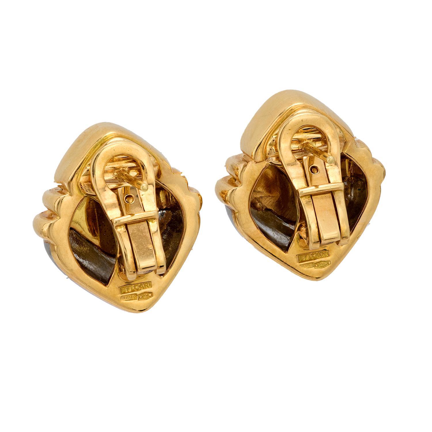 Women's Vintage Bvlgari 18k yellow gold and steel earrings