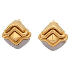 Vintage Bvlgari 18k yellow gold and steel earrings