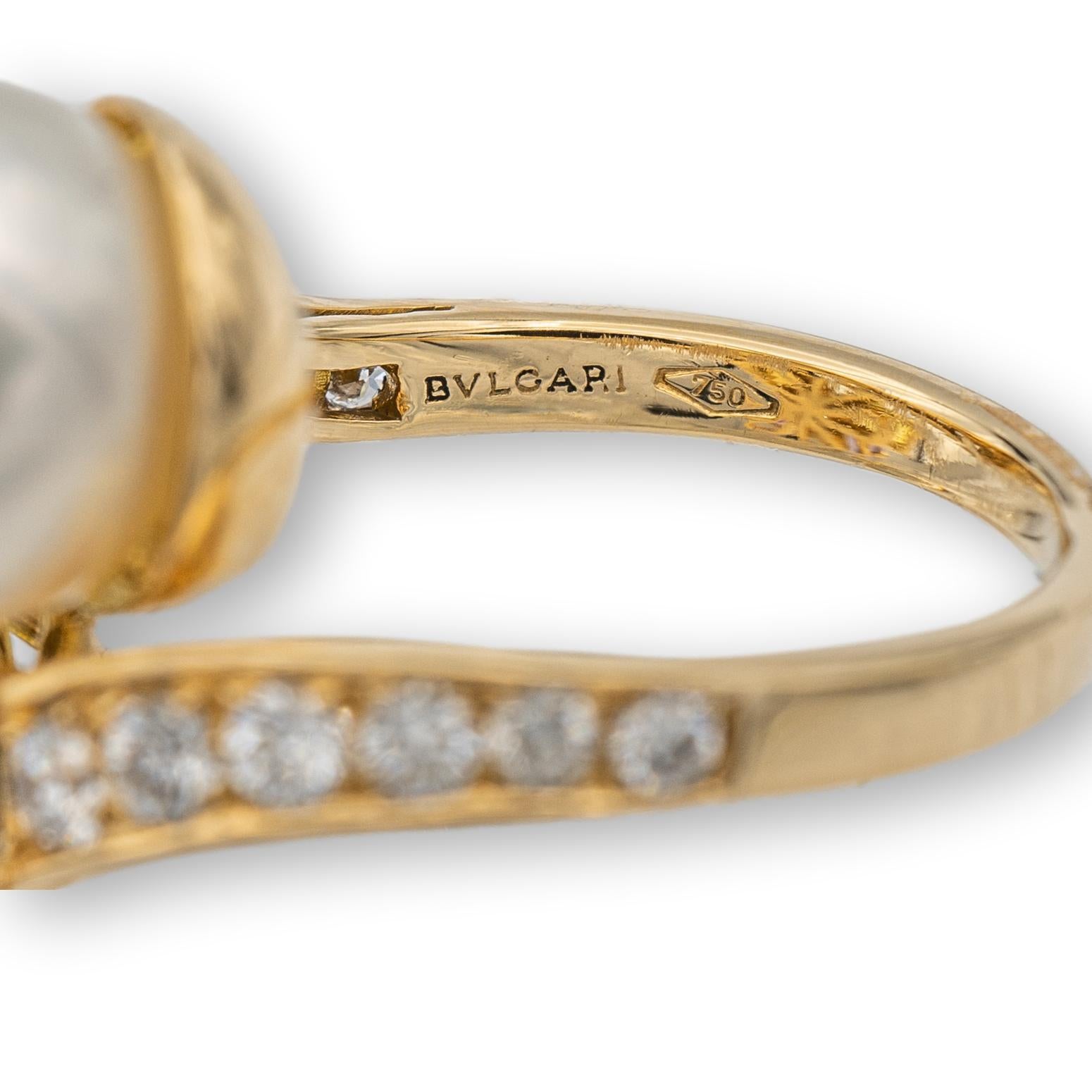Vintage Bvlgari 18 Karat Gold Kontraire Mehrfarbiger Saphir-Diamant-Perlenring im Zustand „Hervorragend“ im Angebot in New York, NY