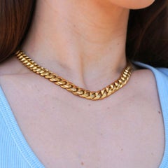 Vintage Bvlgari 18K Yellow Gold Curb Link Necklace 131g