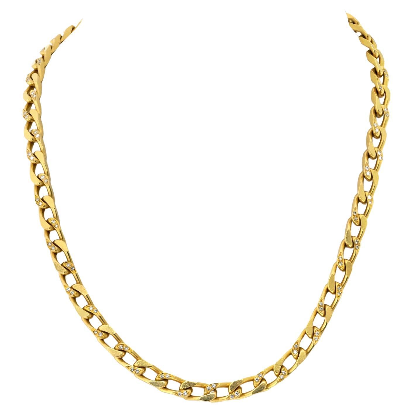 Vintage Bvlgari Collana a catena con diamanti in oro giallo 18 carati