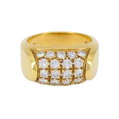 Vintage Bvlgari 18k Yellow Gold Diamond Tronchetto Bulgari Ring