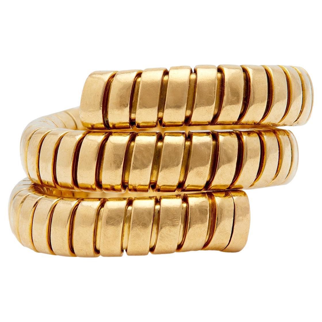 Vintage Bvlgari 18k Yellow Gold Tubogas Wrap Ring