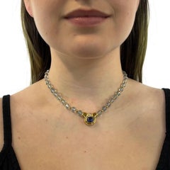 Vintage Bvlgari 4.10 Carat Sapphire Aquamarine Beaded 18 Karat Gold Necklace
