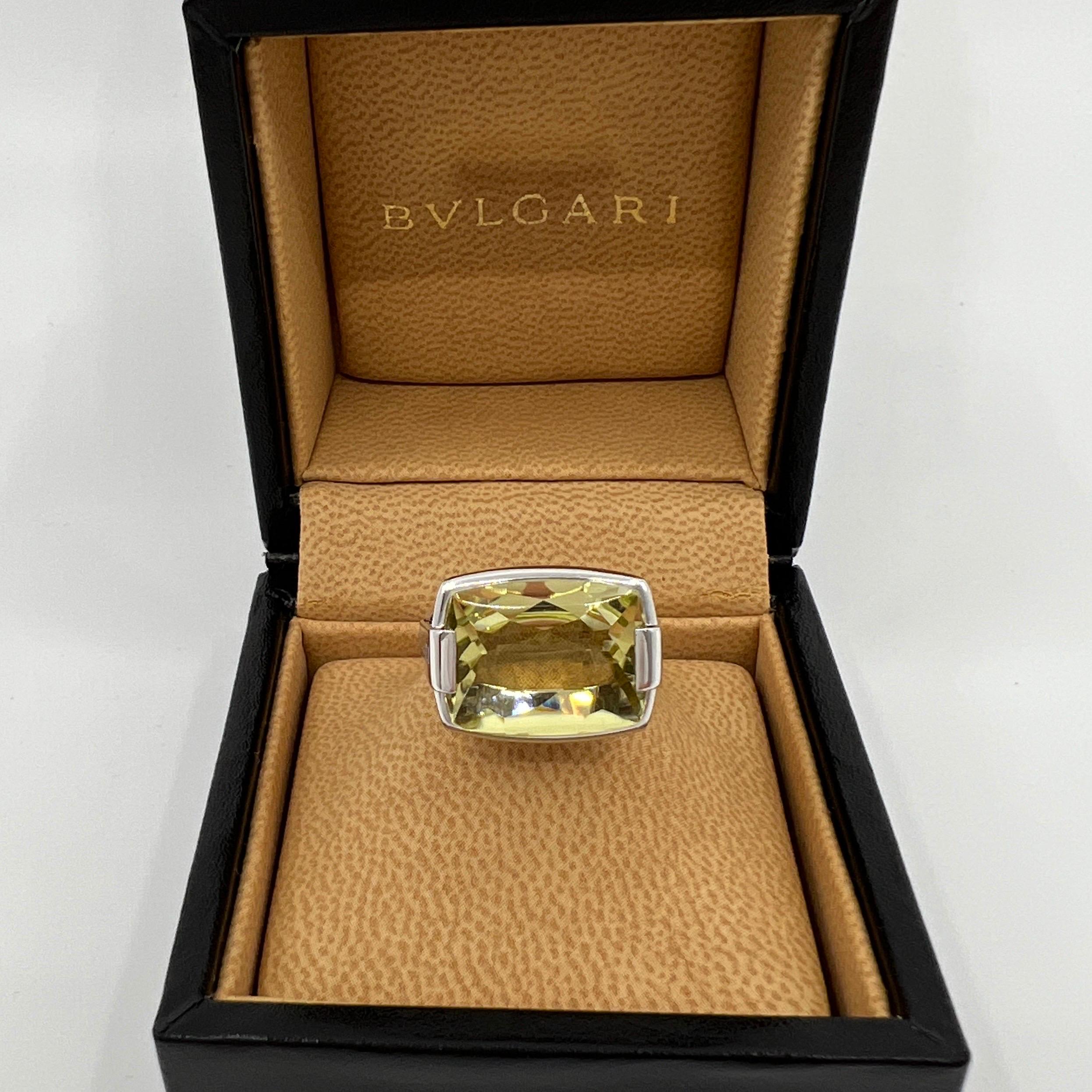 Bvlgari, bague Allegra vintage en or blanc 18 carats, citrine jaune, quartz citron en vente 6