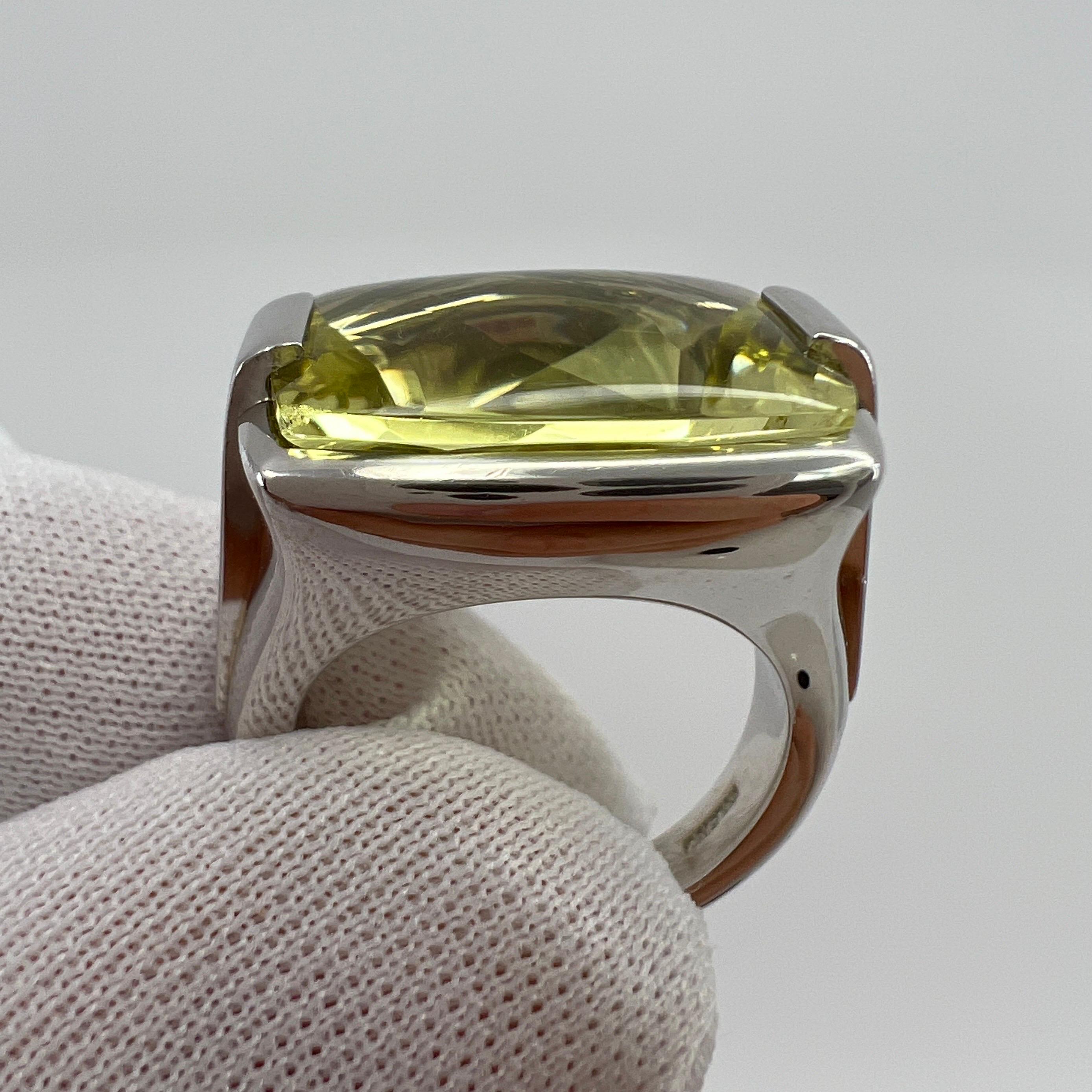 Women's or Men's Vintage Bvlgari Allegra Yellow Citrine Lemon Quartz 18 Karat White Gold Ring For Sale
