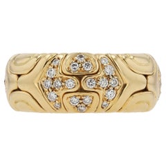 Vintage BVLGARI Alveare Gold 
Diamond Wide Band Ring