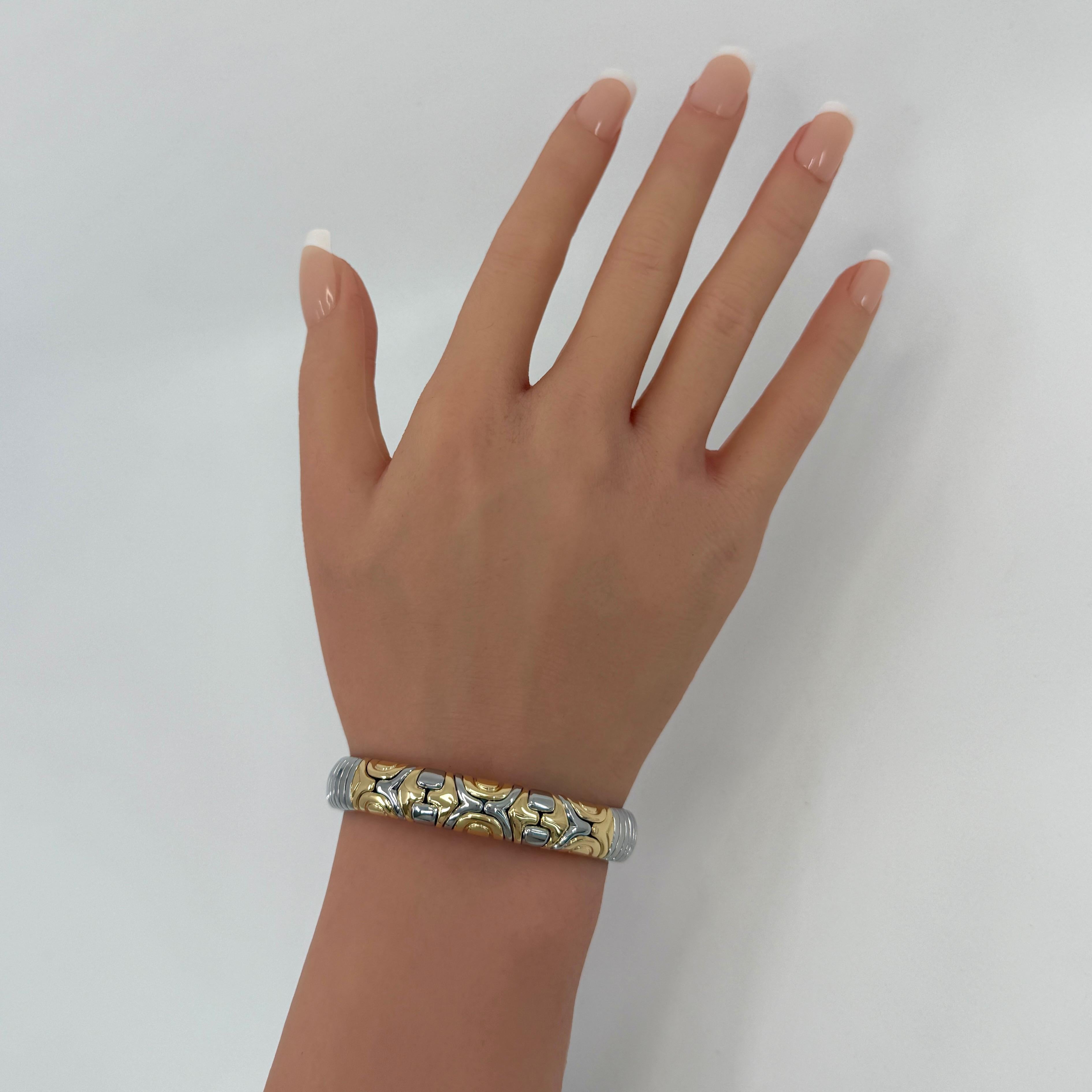 Vintage Bvlgari Alveare Parentesi Tubogas Pulsera Brazalete Acero Oro 18k 6