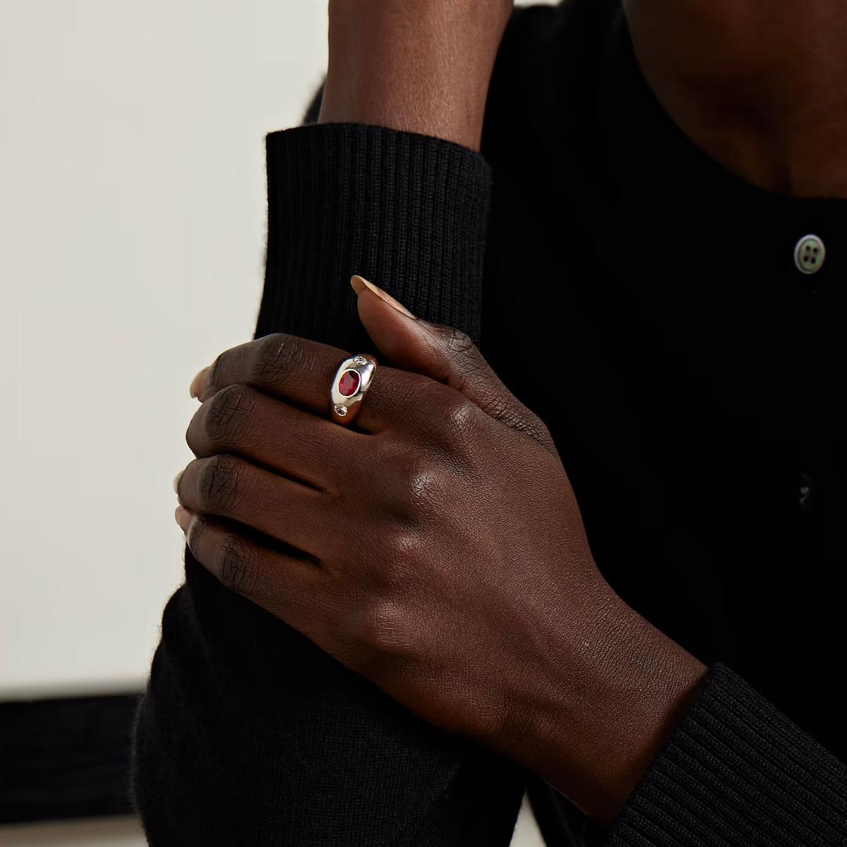 Women's or Men's Vintage BVLGARI Bulgari 18 karat White Gold Ruby and Diamond Gypsy ring