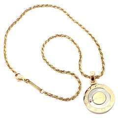 Vintage Bvlgari Bulgari Halskette mit Horoscope-Anhänger, 18 Karat Gelbgold Stahl Diamant