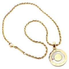 Vintage Bvlgari Bulgari 18k Yellow Gold Steel Diamond Horoscope Pendant Necklace