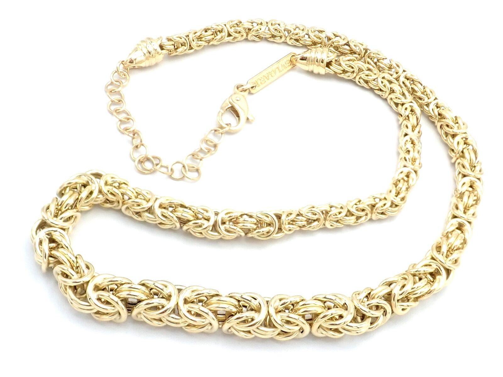 Vintage Bvlgari Bulgari Basket Weave Yellow Gold Necklace 5
