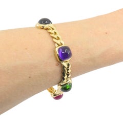 Vintage Bvlgari Bulgari Bracelet Gold Sugarloaf Gemstones