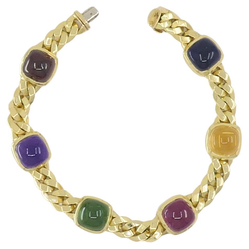 Vintage Bvlgari Bulgari Bracelet Gold Sugarloaf Gemstones For Sale