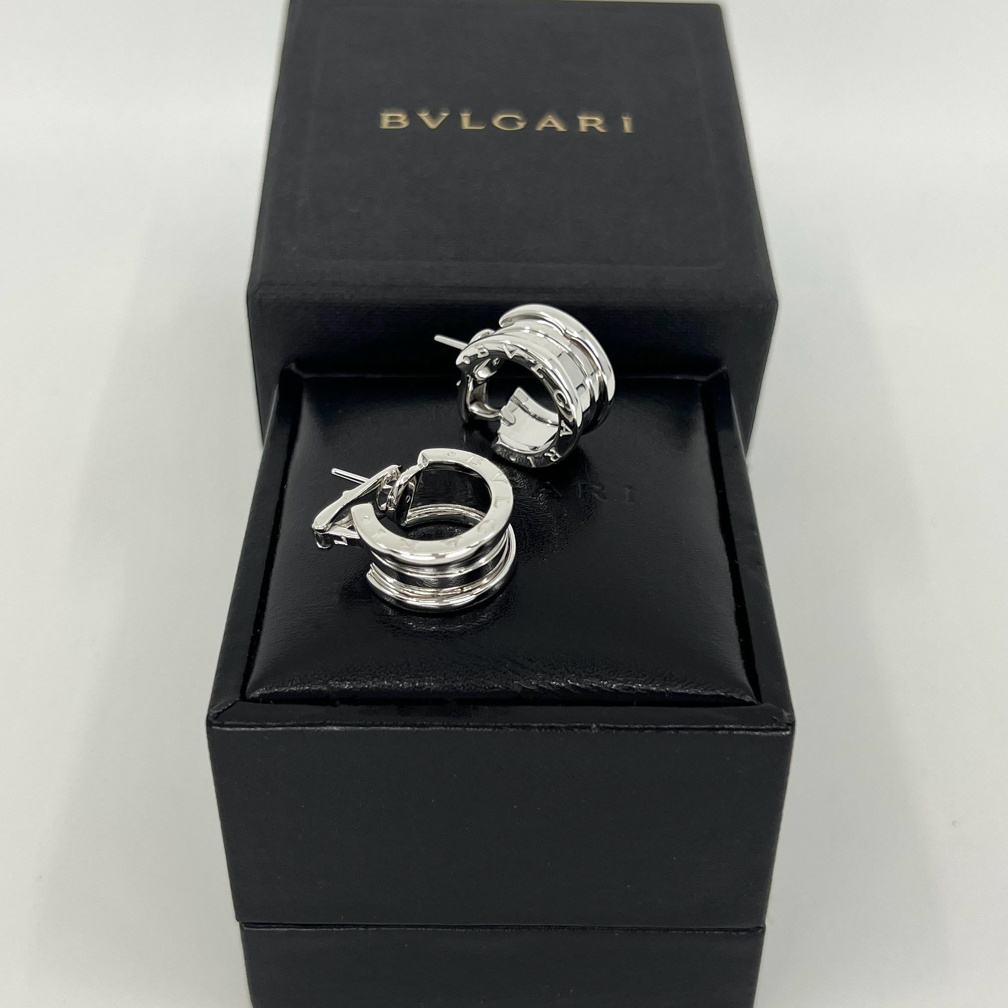 Vintage Bvlgari Bulgari B.Zero1 18 Karat Weißgold Creolen-Ohrstecker mit Schachtel im Zustand „Hervorragend“ im Angebot in Birmingham, GB