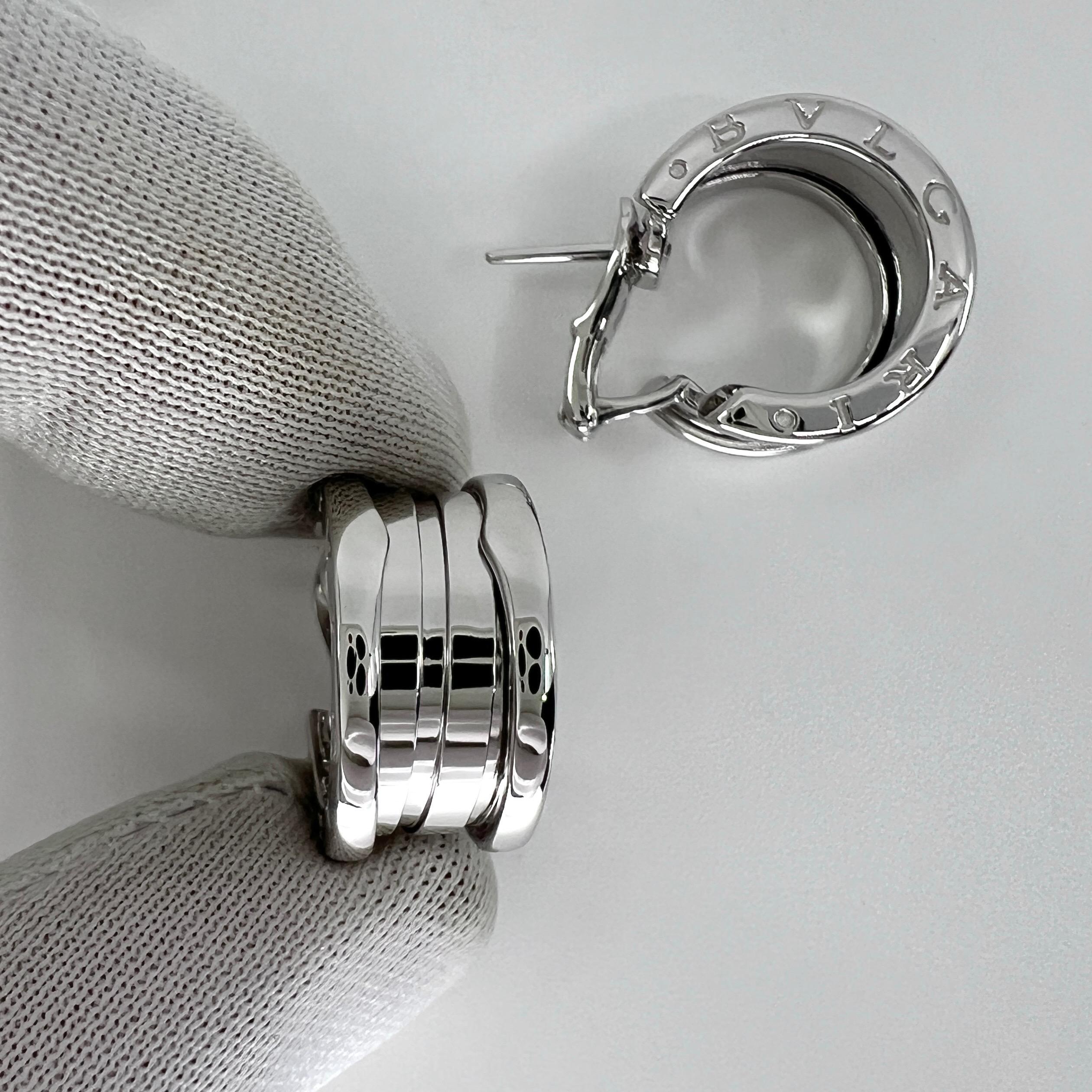Vintage Bvlgari Bulgari B.Zero1 18 Karat White Gold Hoop Stud Earrings with Box 2