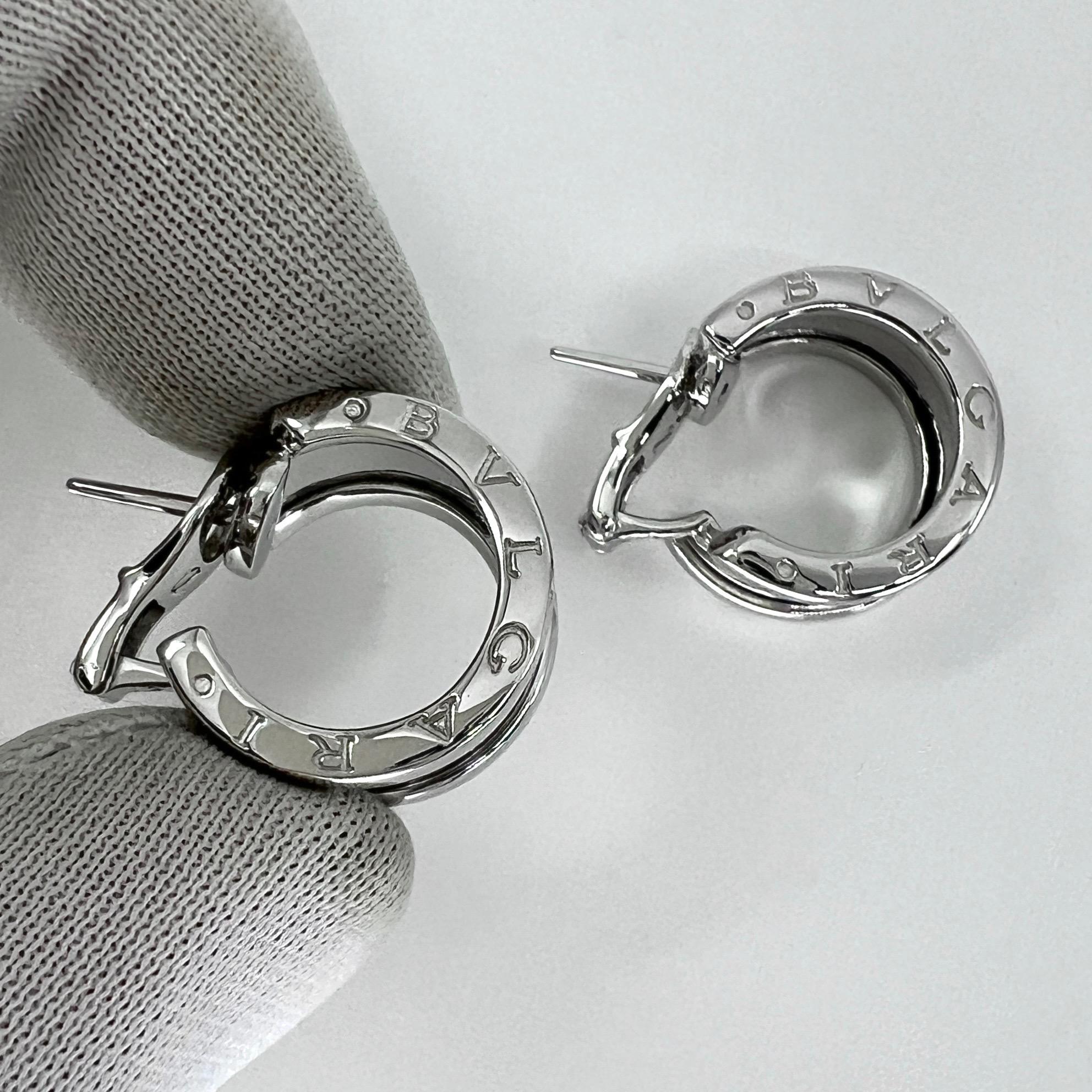 Vintage Bvlgari Bulgari B.Zero1 18 Karat Weißgold Creolen-Ohrstecker mit Schachtel im Angebot 3